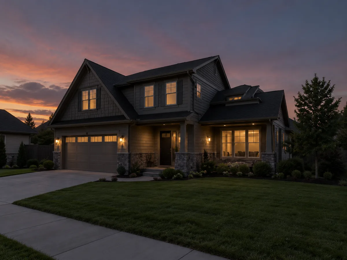 Exterior (Twilight), before HDR Merge (Blend bracketed shots into one clean, balanced exposure.)